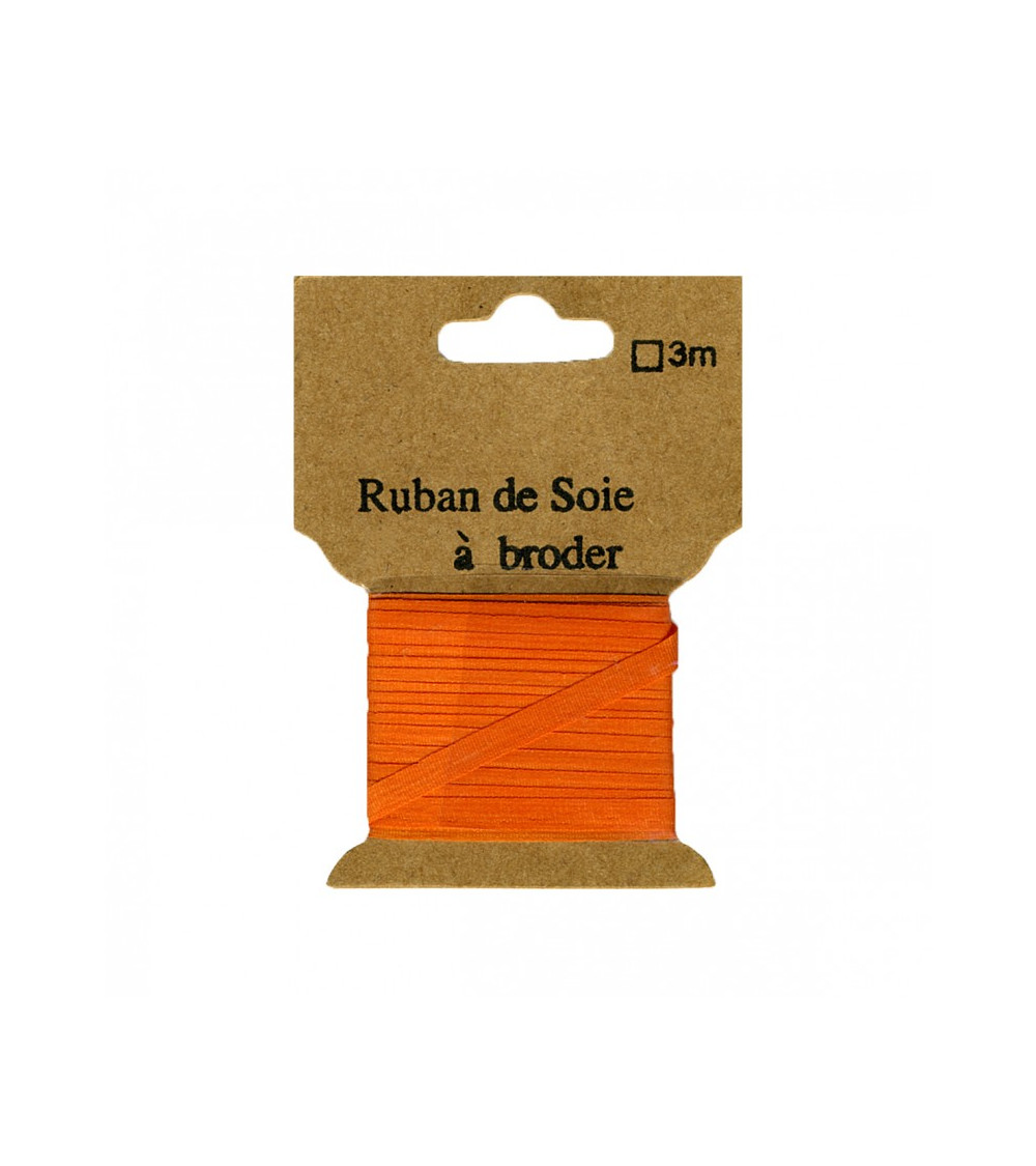 Ruban de soie à broder 4mm de 3 mètres Orange