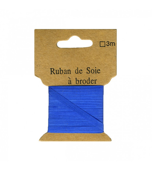 Ruban de soie à broder 4mm de 3 mètres Bleu