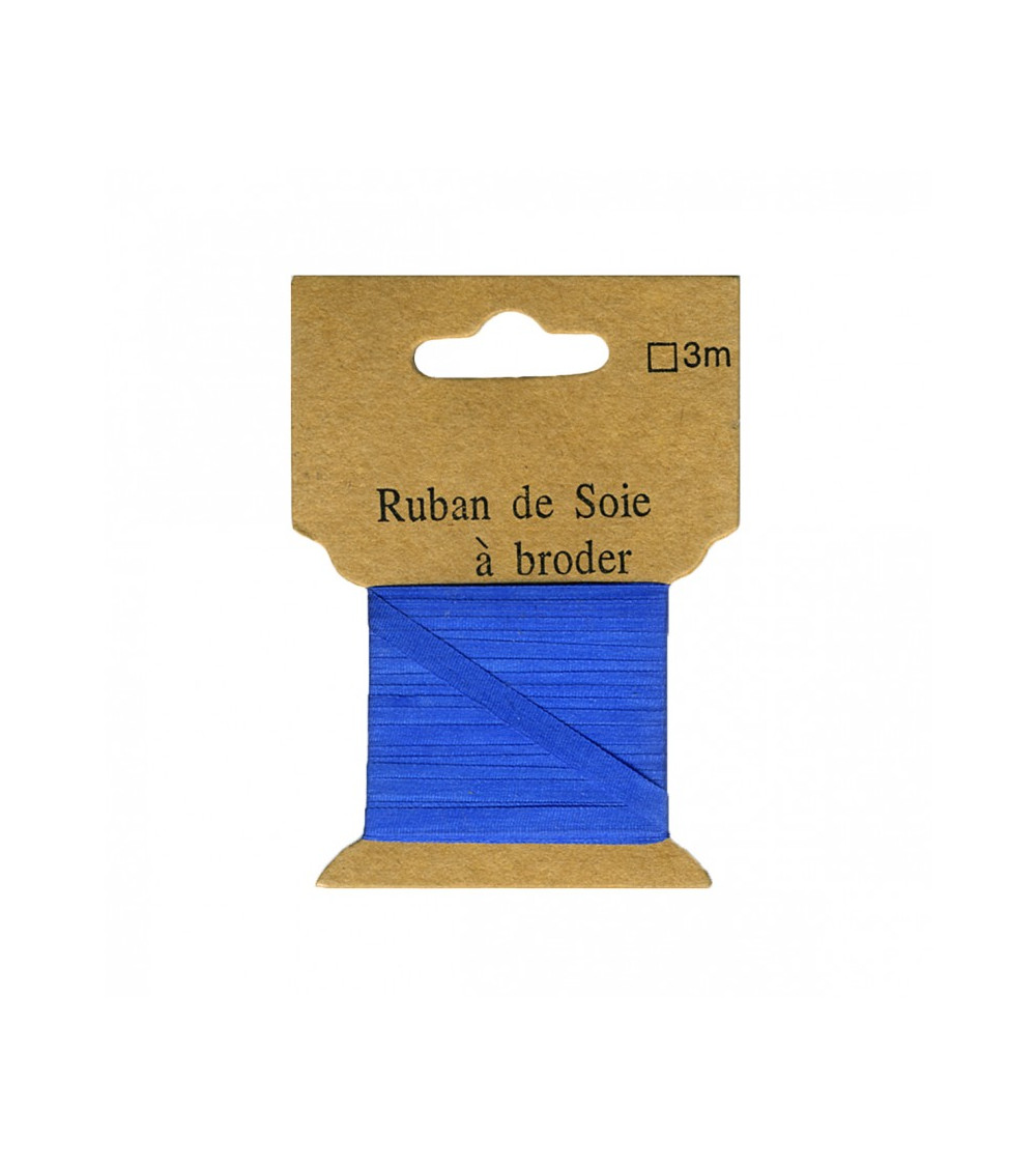 Ruban de soie à broder 4mm de 3 mètres Bleu