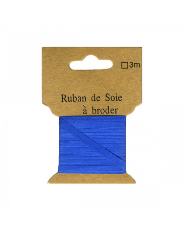 Ruban de soie à broder 4mm de 3 mètres Bleu