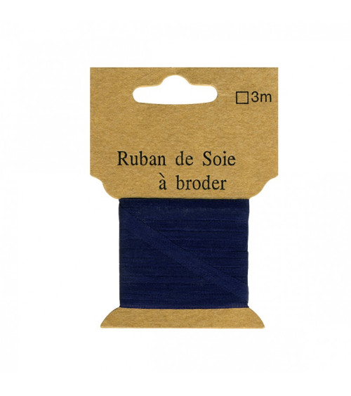 Ruban de soie à broder 4mm de 3 mètres Marin