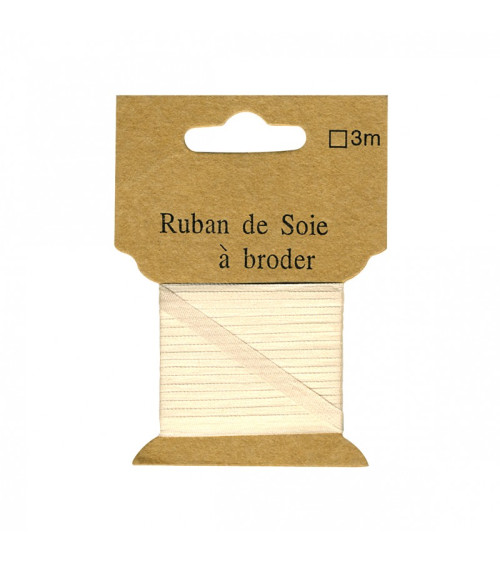 Ruban de soie à broder 4mm de 3 mètres Champagne