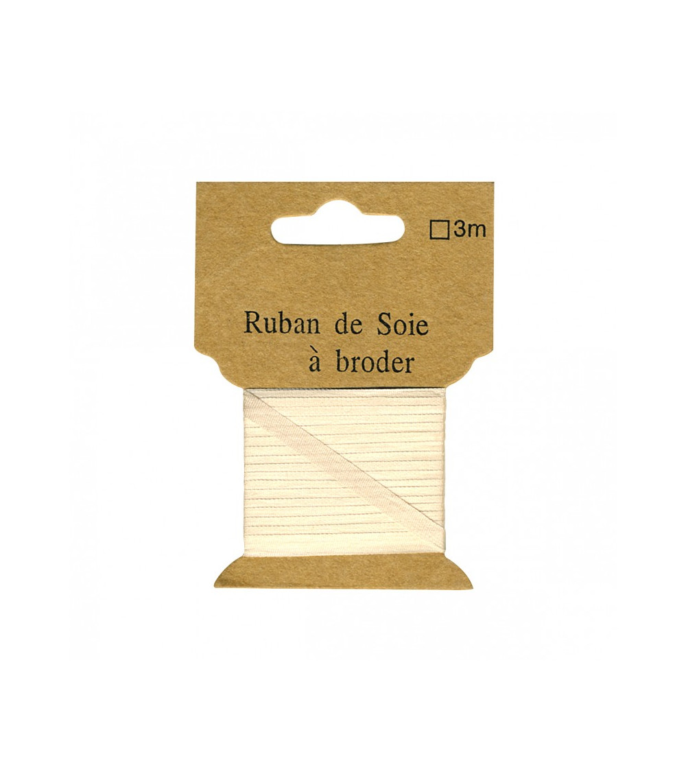 Ruban de soie à broder 4mm de 3 mètres Champagne