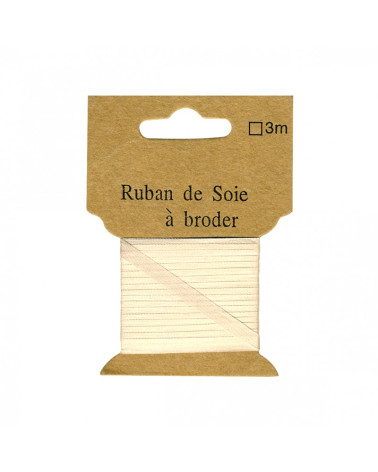 Ruban de soie à broder 4mm de 3 mètres Champagne