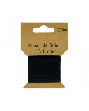 Ruban de soie à broder 4mm de 3 mètres Noir