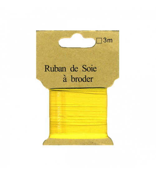 Ruban de soie à broder 4mm de 3 mètres Jaune