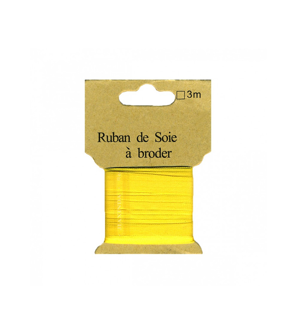 Silk ribbon for embroidery 4mm of 3 meters Yellow