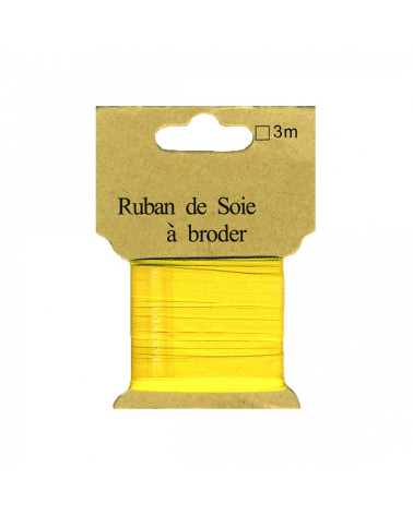 Ruban de soie à broder 4mm de 3 mètres Jaune