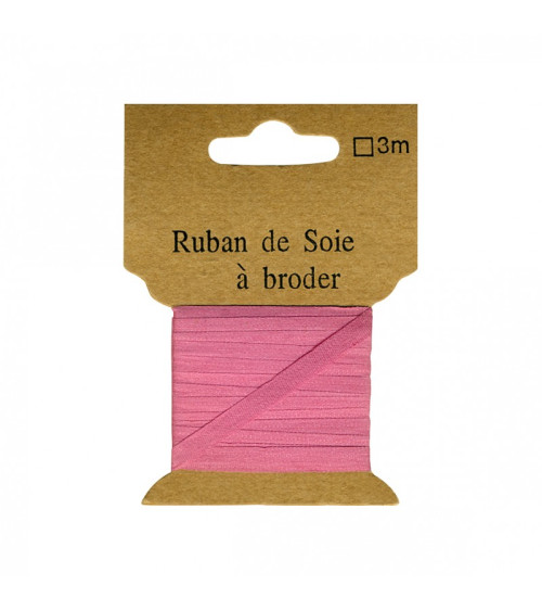 Ruban de soie à broder 4mm de 3 mètres Rose