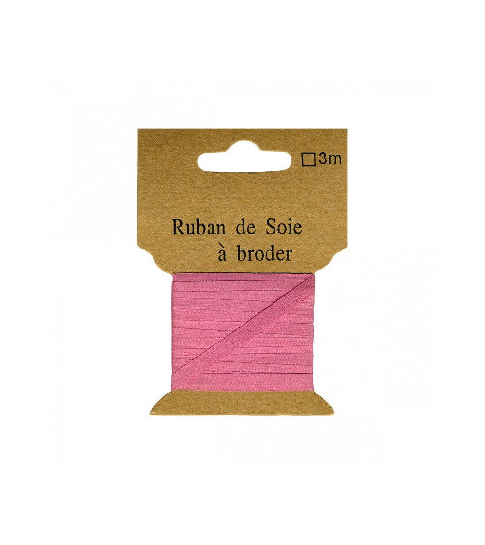 Ruban de soie à broder 4mm de 3 mètres Rose