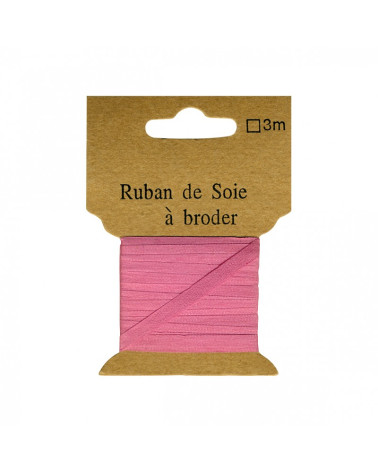 Ruban de soie à broder 4mm de 3 mètres Rose