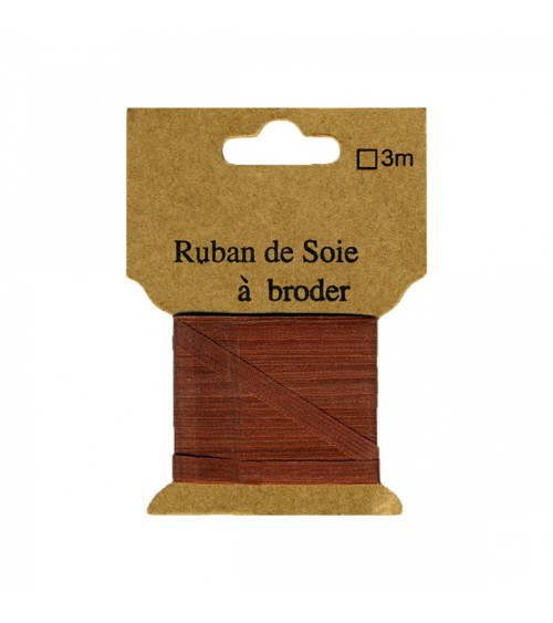 Ruban de soie à broder 4mm de 3 mètres Noisette