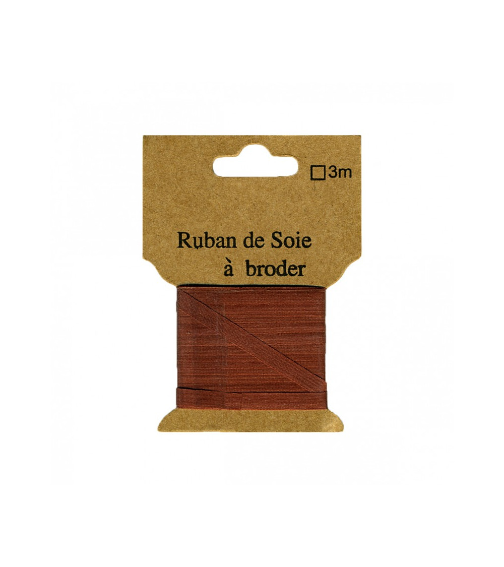 Ruban de soie à broder 4mm de 3 mètres Noisette