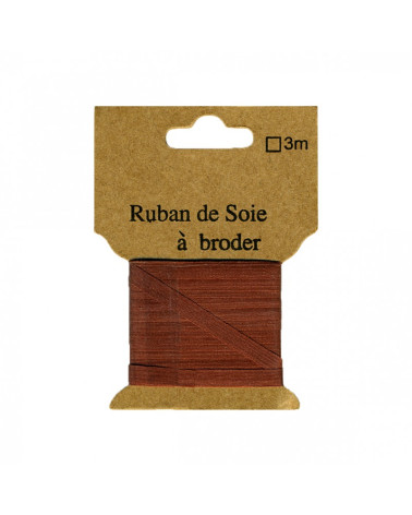 Silk ribbon for embroidery 4mm of 3 meters Hazelnut