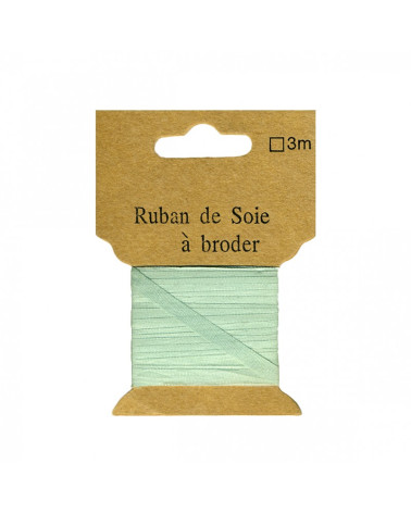 Ruban de soie à broder 4mm de 3 mètres Vert d'eau