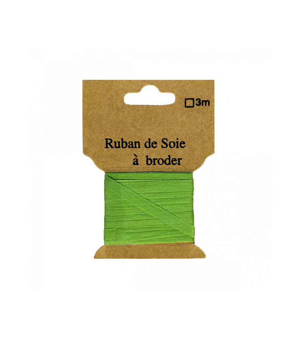 Ruban de soie à broder 4mm de 3 mètres Prairie