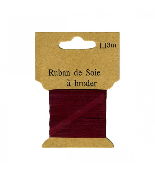 Ruban de soie à broder 4mm de 3 mètres Bordeaux