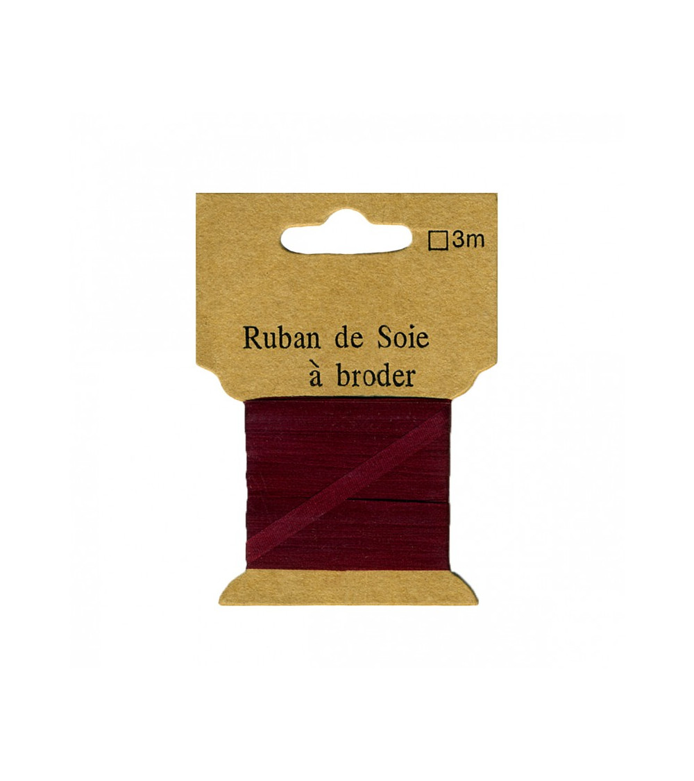 Ruban de soie à broder 4mm de 3 mètres Bordeaux