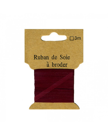 Ruban de soie à broder 4mm de 3 mètres Bordeaux