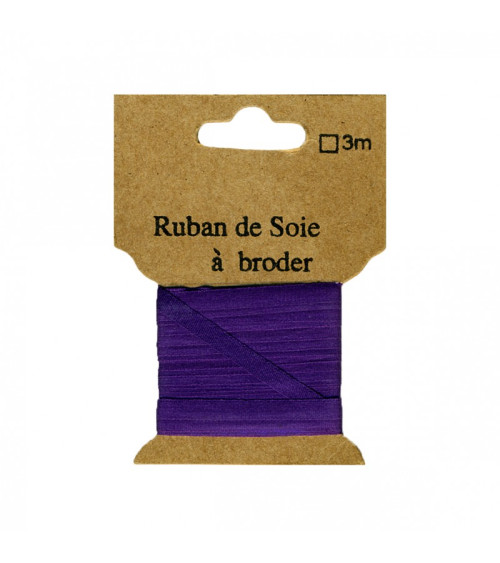 Ruban de soie à broder 4mm de 3 mètres Violine