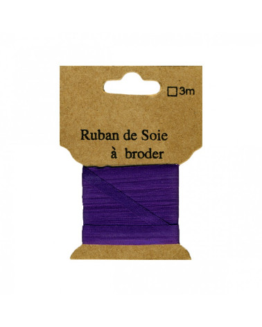 Ruban de soie à broder 4mm de 3 mètres Violine
