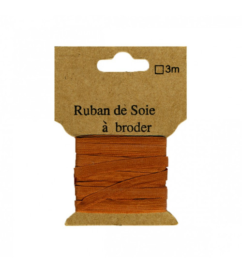 Ruban de soie à broder 4mm de 3 mètres Fauve