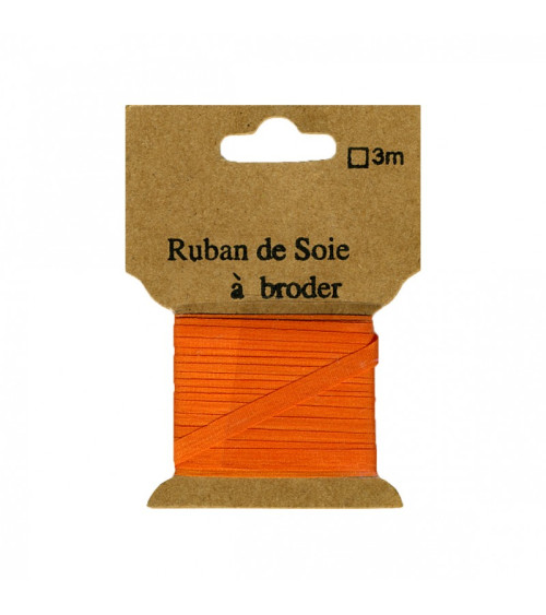 Cinta de seda para bordar 7mm de 3 metros Naranja