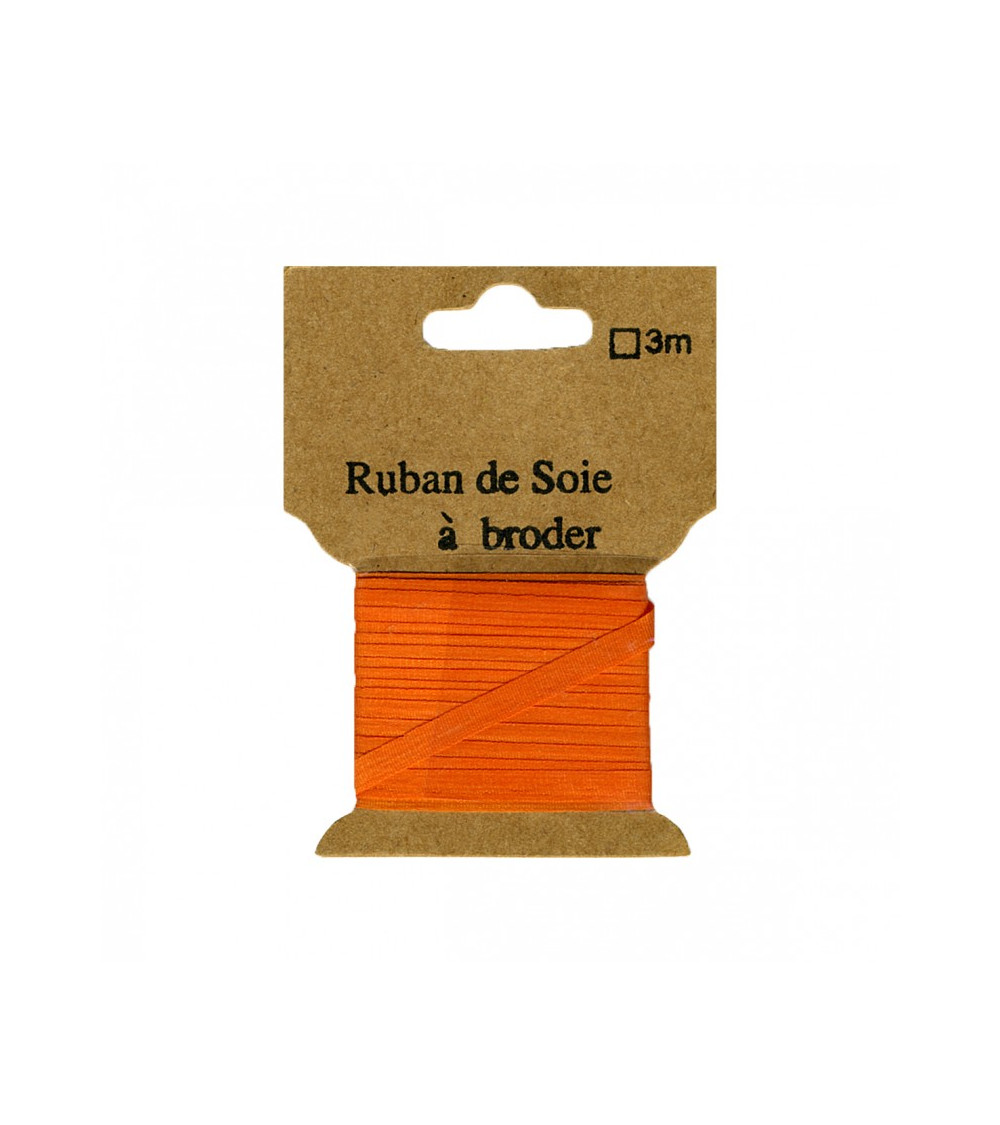 Seidenband zum Besticken, 7 mm, 3 Meter, Orange