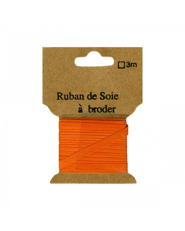 Silk ribbon for embroidery 7mm of 3 meters Orange