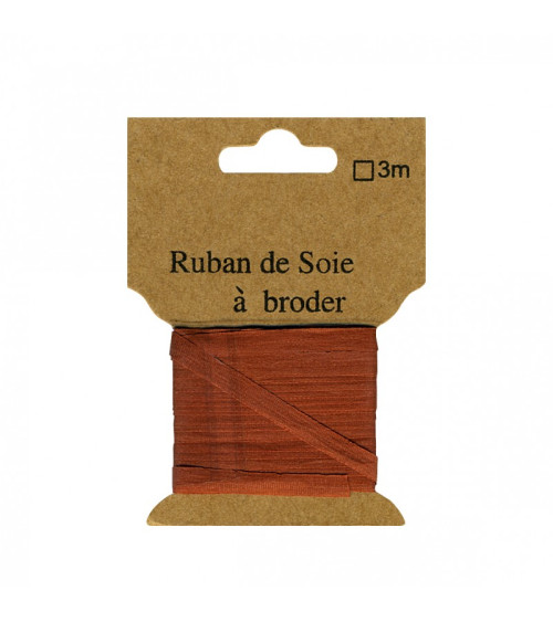Silk ribbon for embroidery 7mm of 3 meters Rust