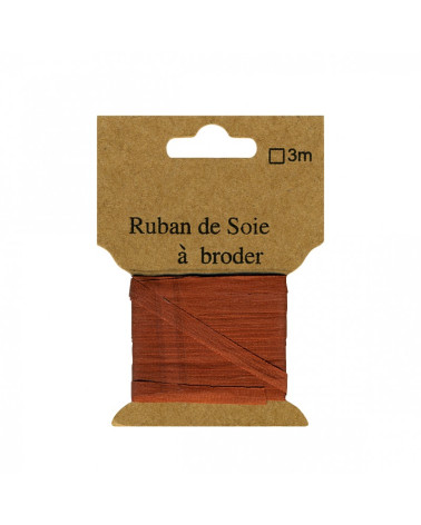 Silk ribbon for embroidery 7mm of 3 meters Rust