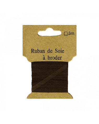Seidenband zum Besticken, 7 mm, 3 Meter, Braun