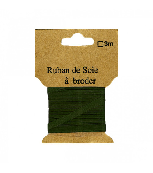 Ruban de soie à broder 4mm de 3 mètres Sapin