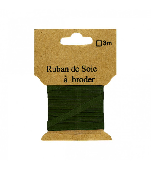 Ruban de soie à broder 7mm de 3 mètres Sapin