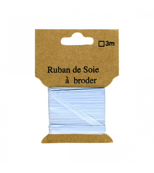 Ruban de soie à broder 7mm de 3 mètres Bleu ciel