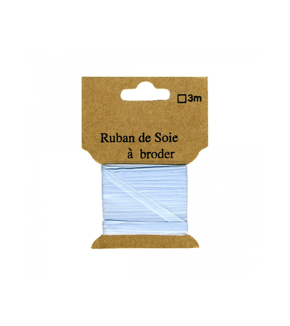 Ruban de soie à broder 7mm de 3 mètres Bleu ciel