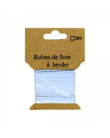 Cinta de seda para bordar 7mm de 3 metros Azul cielo