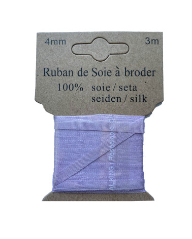 Cinta de seda para bordar 7mm de 3 metros Malva