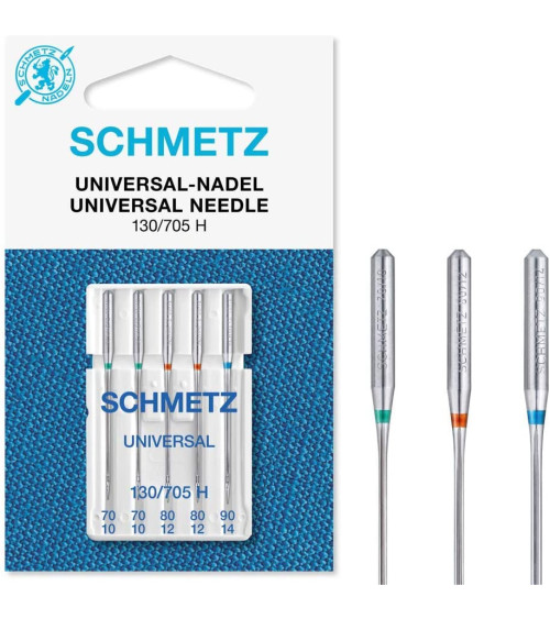 5 Schmetz universal needles 130/705 H size 70-90