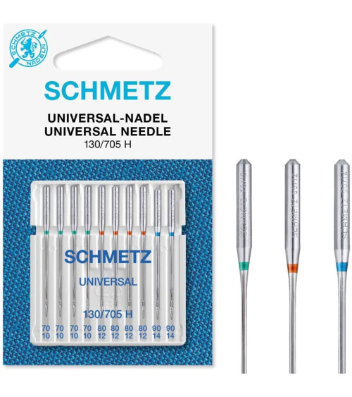 10 Schmetz universal needles 130/705 H size 70-90