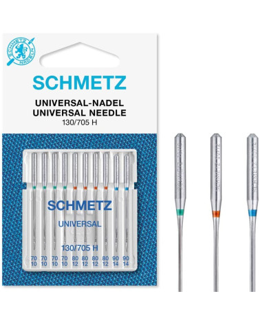 10 Schmetz 130/705 H universal needles size 70-90