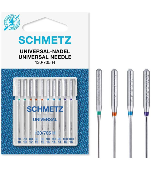 10 Schmetz universal needles 130/705 H size 70-90