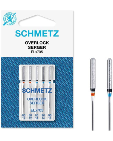 5 Aiguilles surjeteuse Schmetz Overlock ELx705 grosseur 80-90