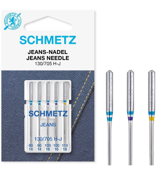 5 Schmetz jeans needles 130/705 H-J size 90-110