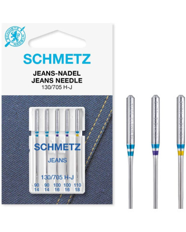 5 Schmetz jeans needles 130/705 H-J size 90-110