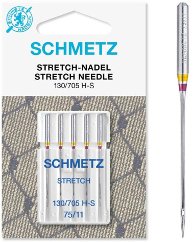 5 Schmetz Stretch 130/705 HS needles size 75