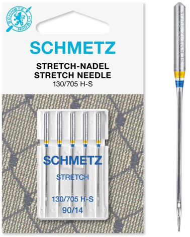 5 Schmetz Stretch 130/705 HS needles size 90