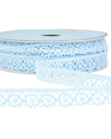 Bobine 25m dentelle polyester bleu clair