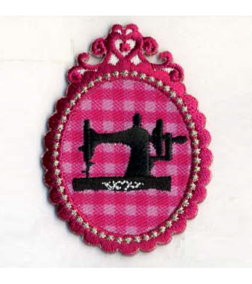 Lady sewing machine boutique badge