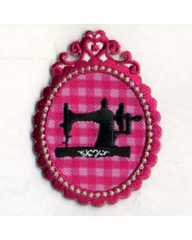Lady sewing machine boutique badge